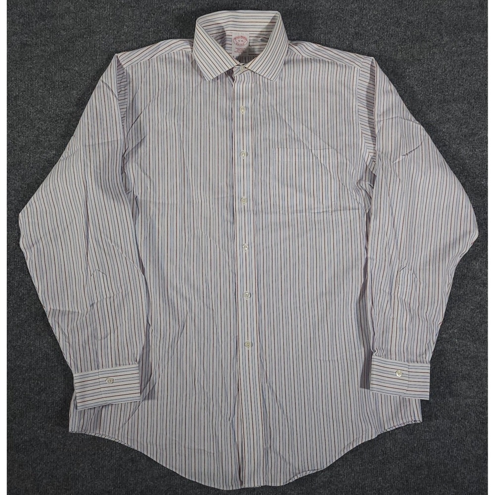 Brooks Brothers Shirt Mens 16-35 Blue Red Striped Non Iron Career Top‎